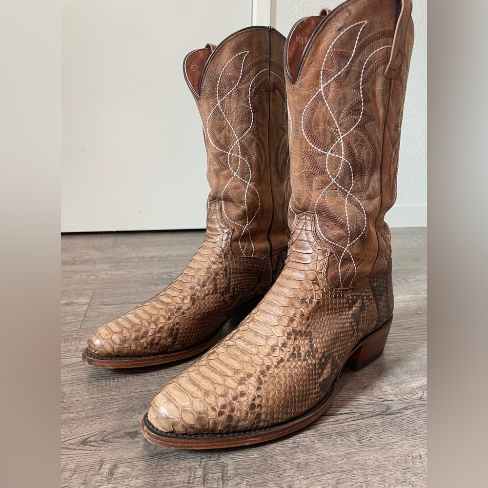 Dan Post Python Cowboy Boots Sand / Light Brown B… - image 7